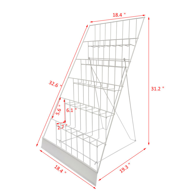 FixtureDisplays 6Tier White 18" Wide Wire Tabletop Display Rack Greeting Card Rack Book CD DVD